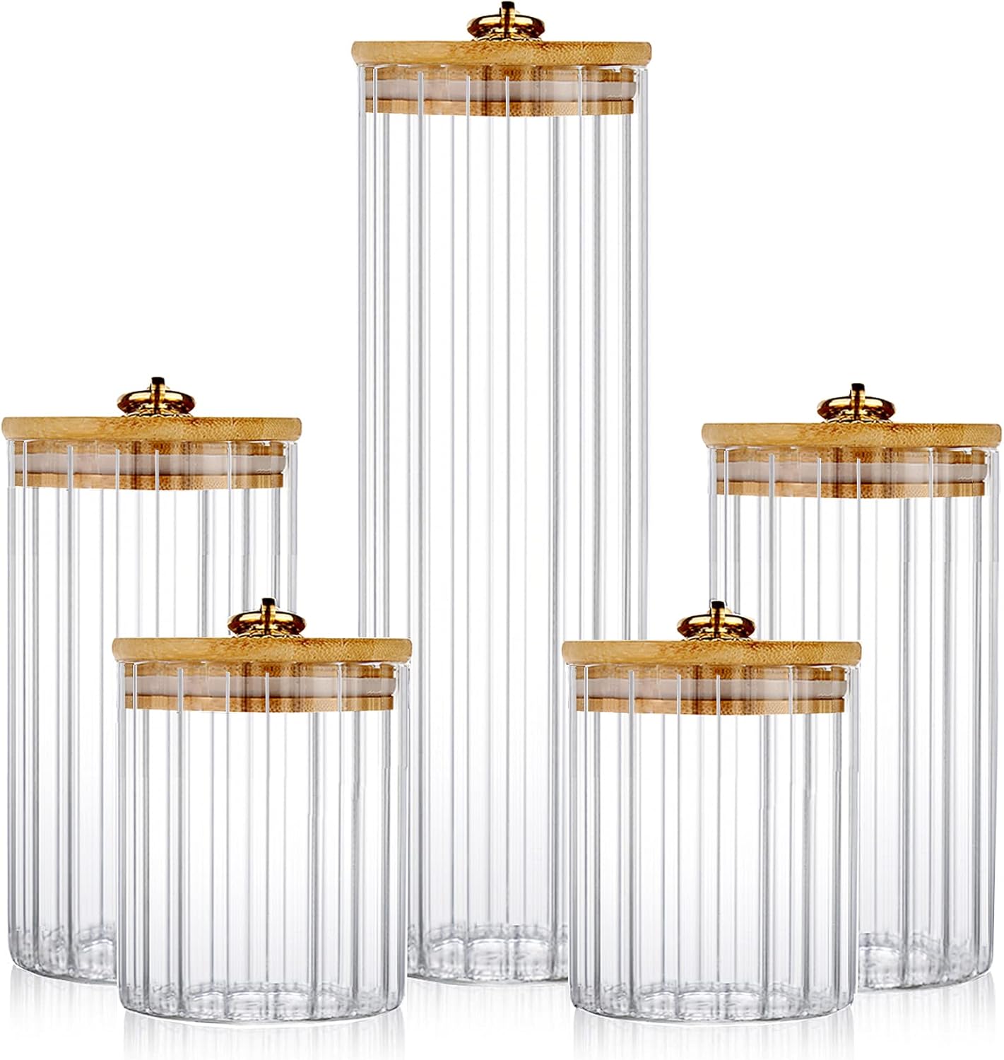 Glass Container Set - Glass Storage Jars Set of 5,