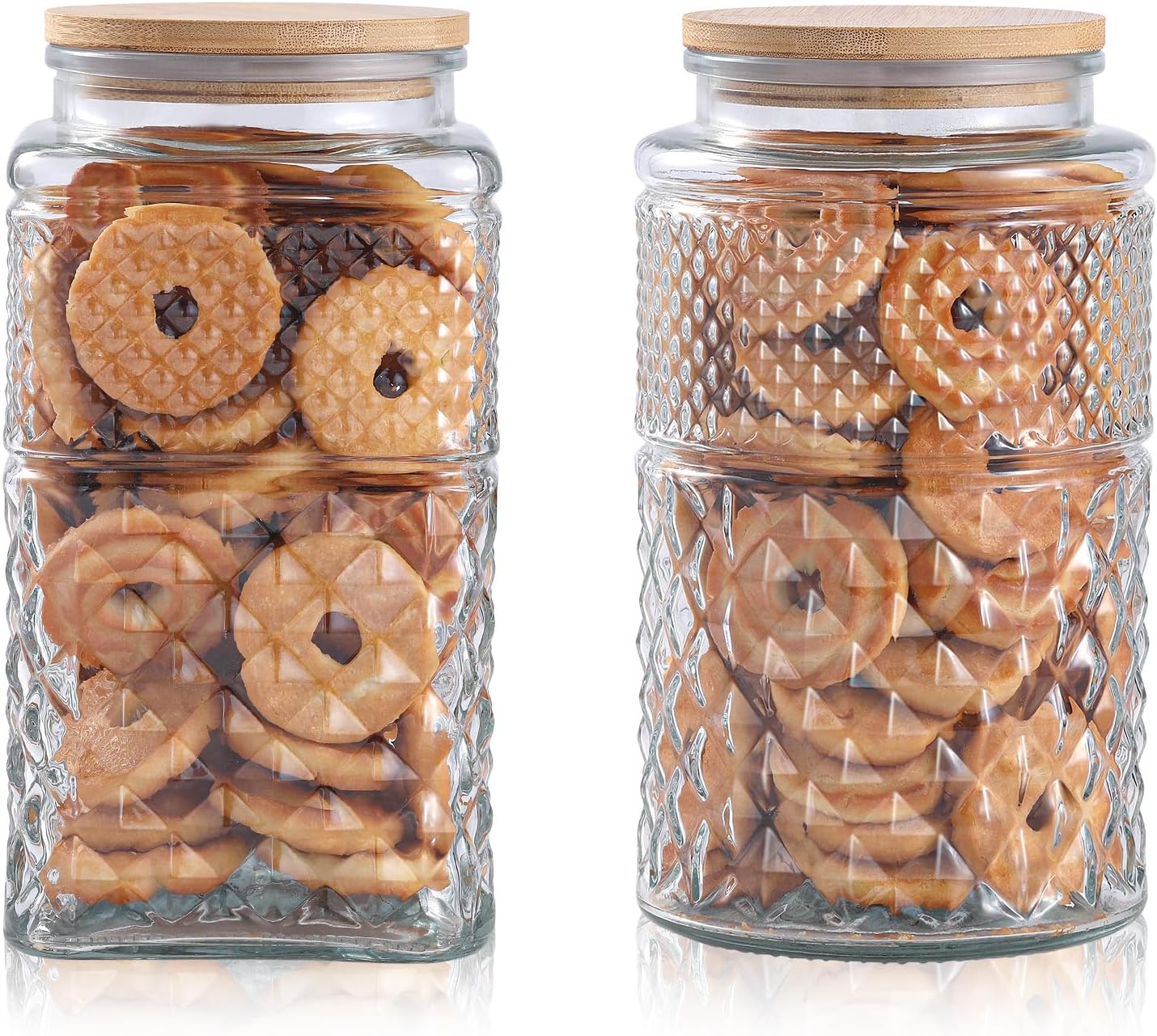 Glass Container Set - 0.7Gallon/2600ml Glass Cookie Jar, Set of