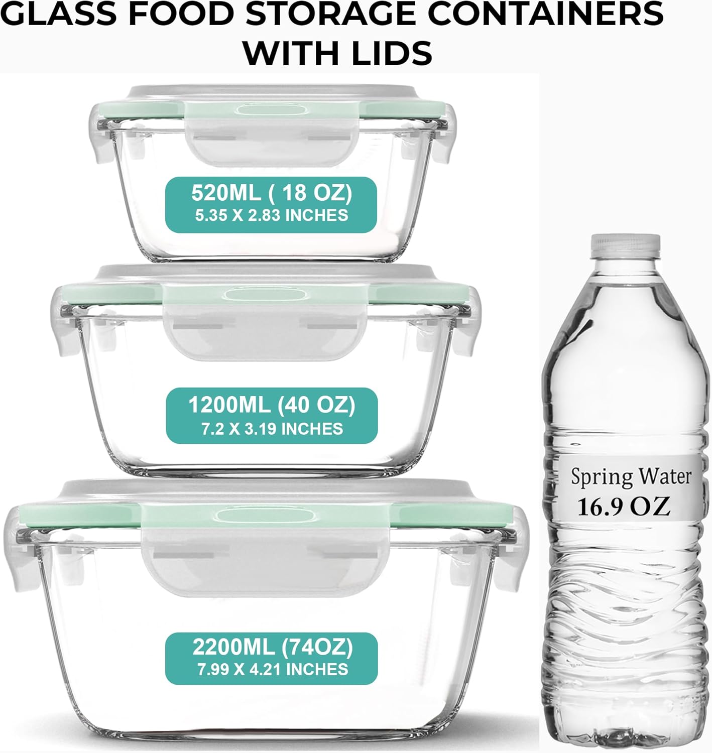 6 PC Square Glass Food Storage - Glass Container Set 评论和价格