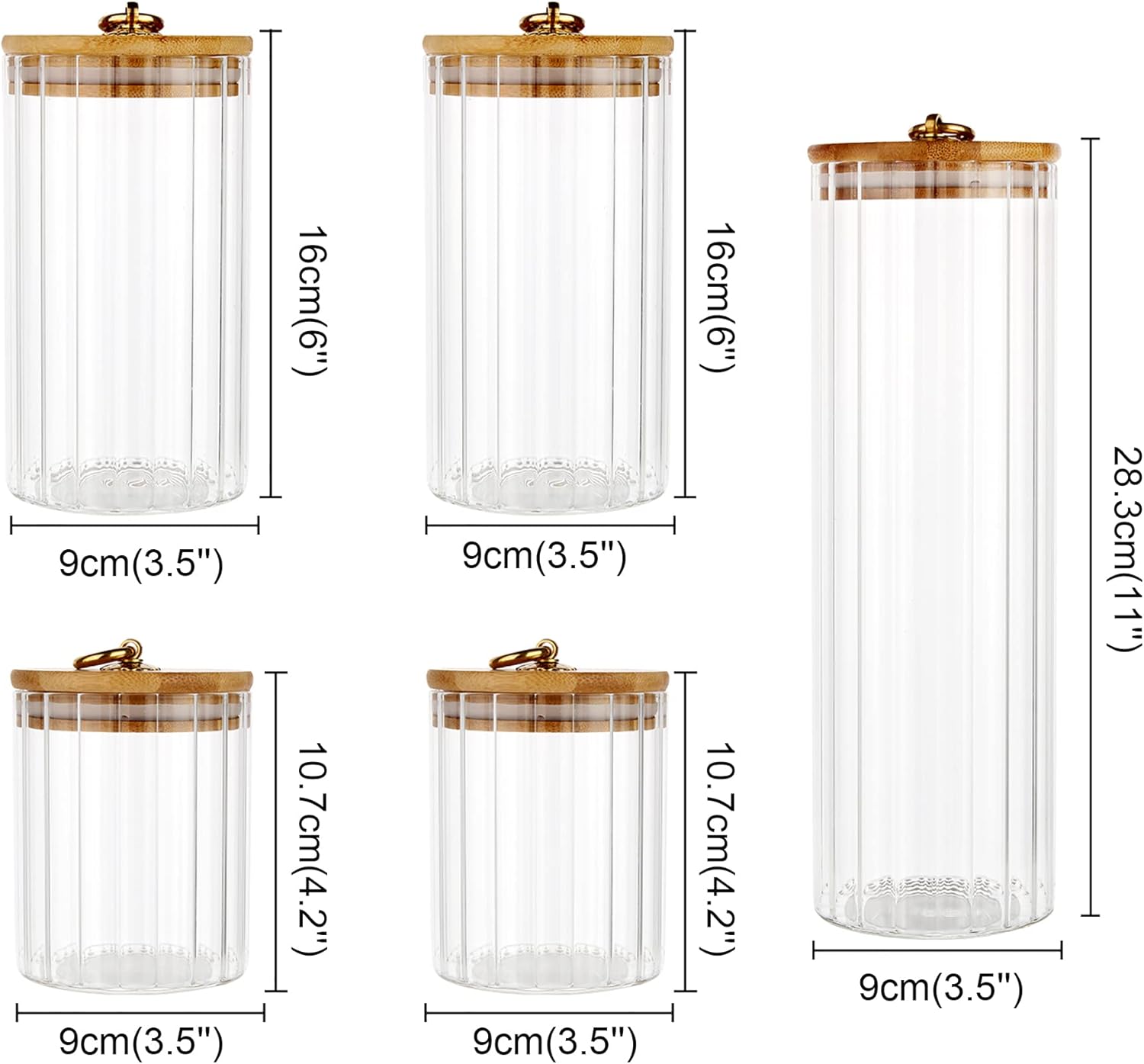 Glass Storage Jars Set of 5, D - Glass Container Set 评论和价格