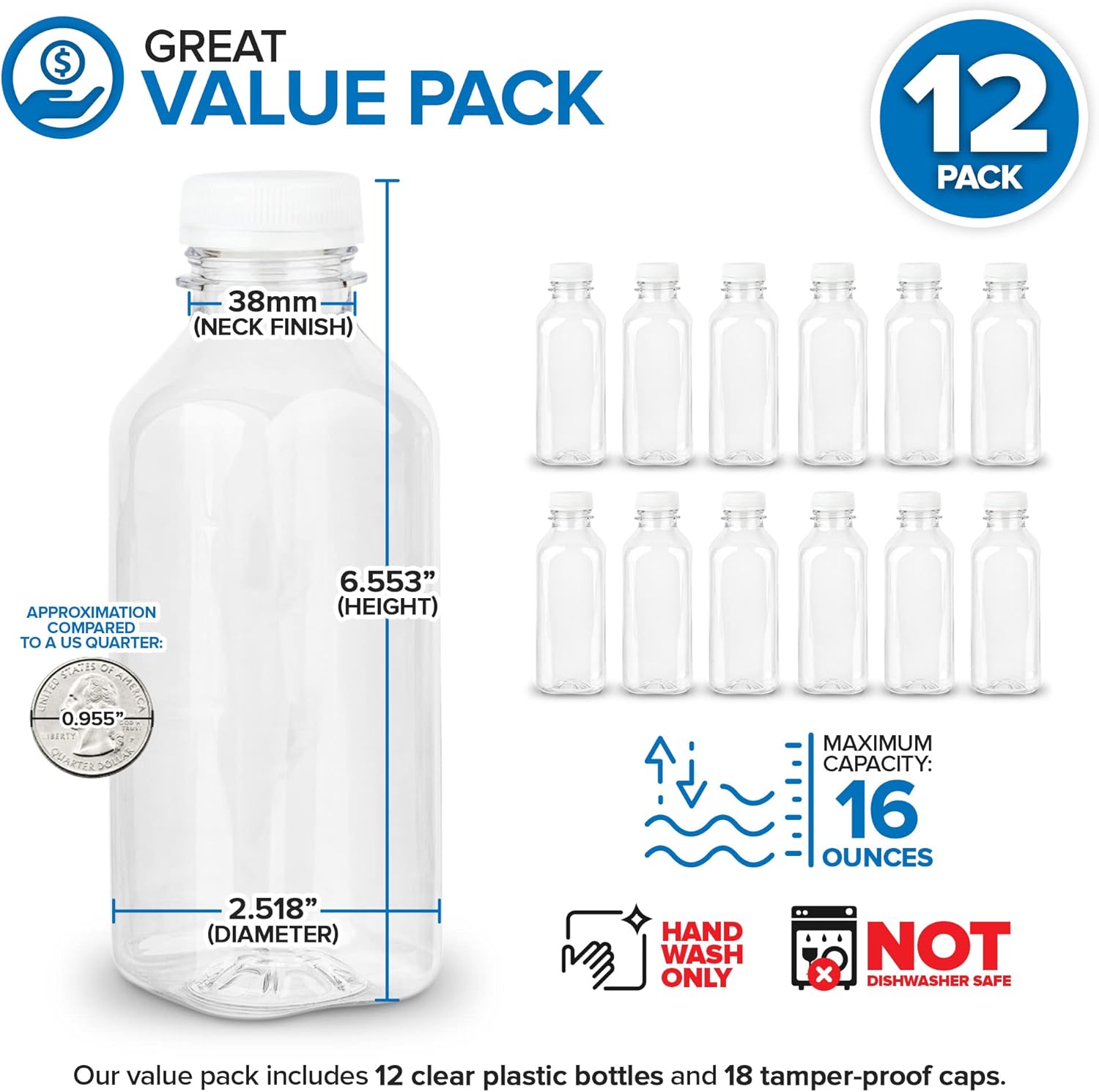 16 oz Clear Plastic Juice Bott - Meal Prep Juice 评论和价格