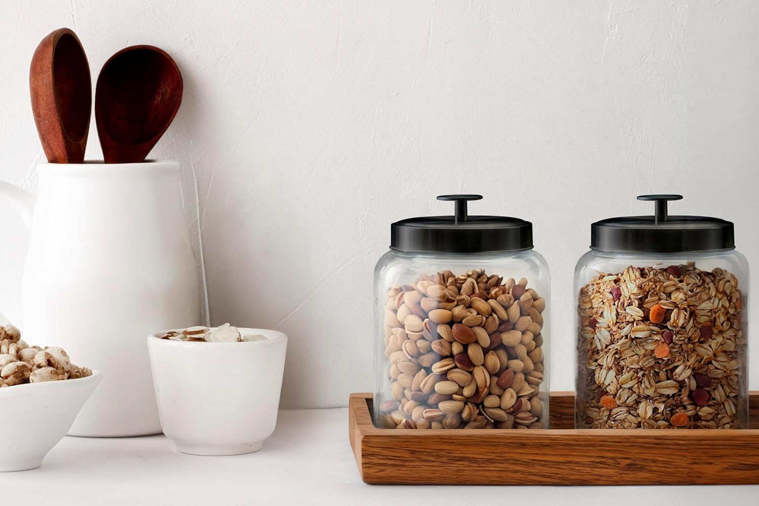 Glass Kitchen Canister Set, Fo - Glass Container Set 评论和价格