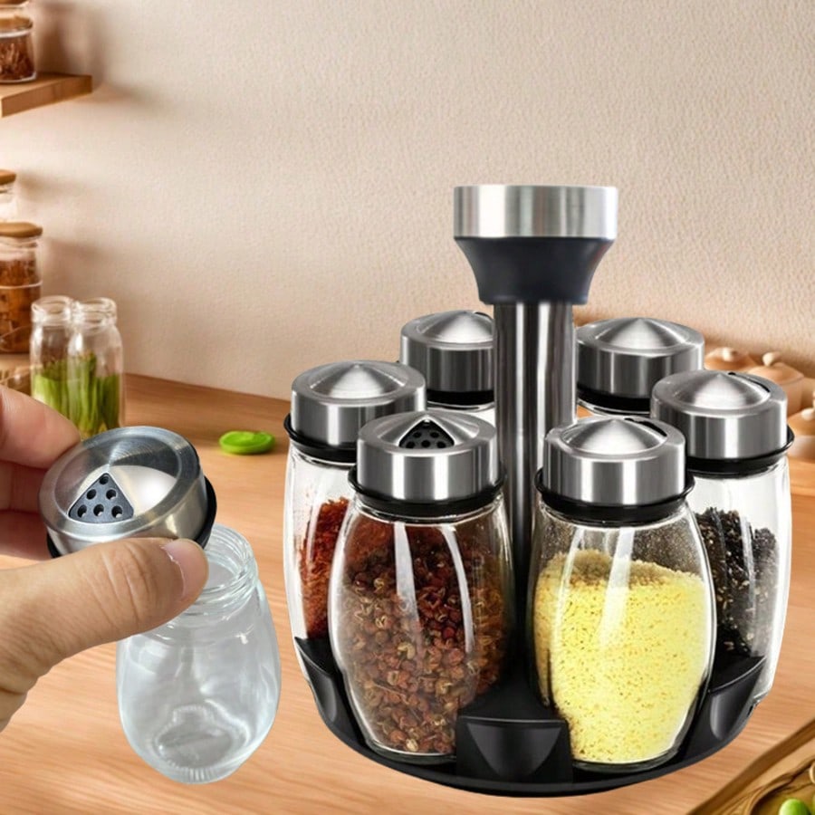 360° Rotating Spice Rack Tower - Glass Container Set 评论和价格
