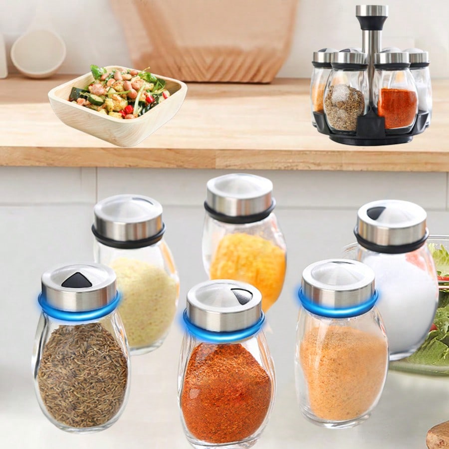360° Rotating Spice Rack Tower - Glass Container Set 评论和价格