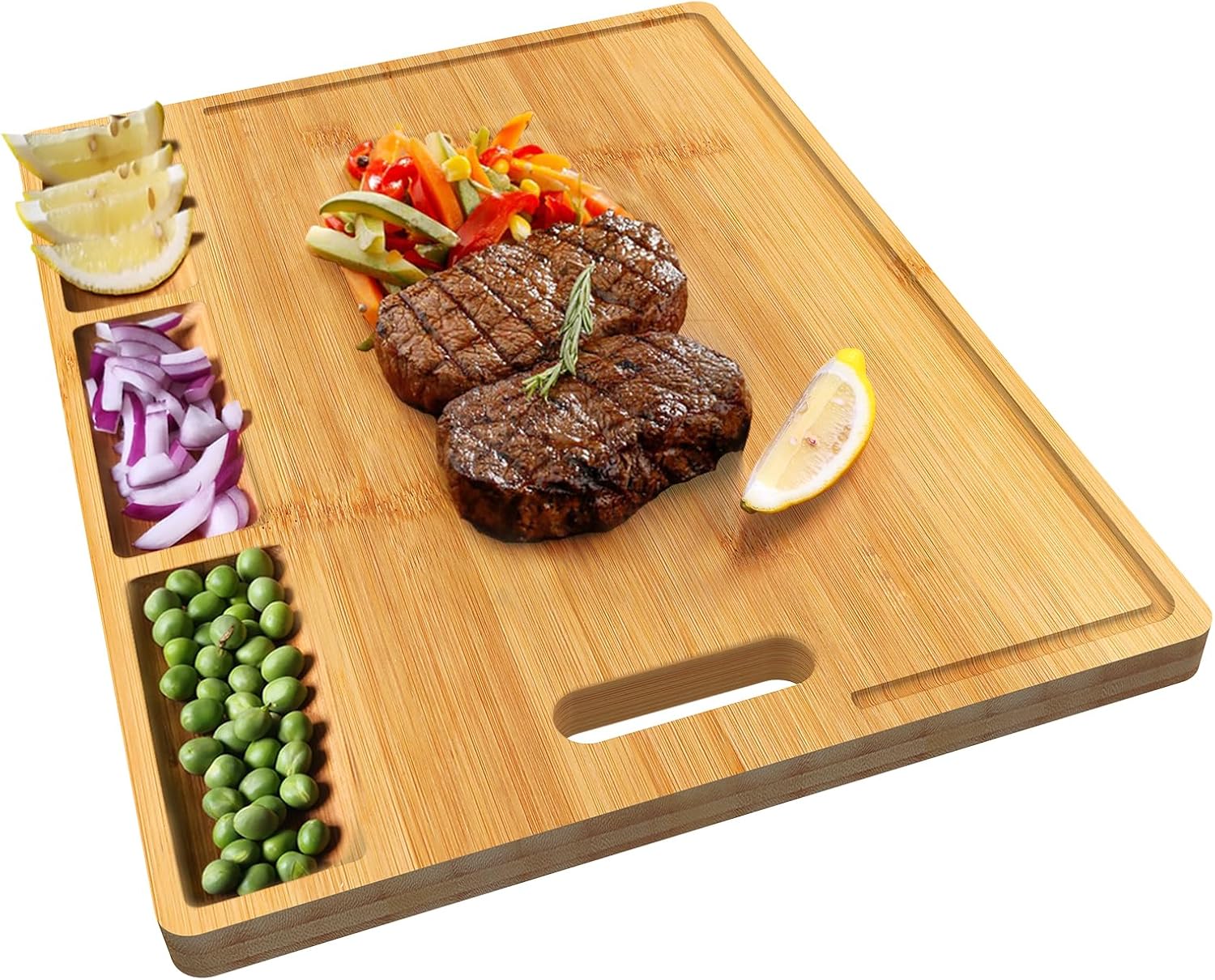 Bamboo Cutting Board with 3 Co - Meal Prep Juice 评论和价格