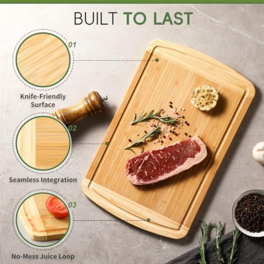 Large Wooden Cutting Board for - Meal Prep Juice 评论和价格