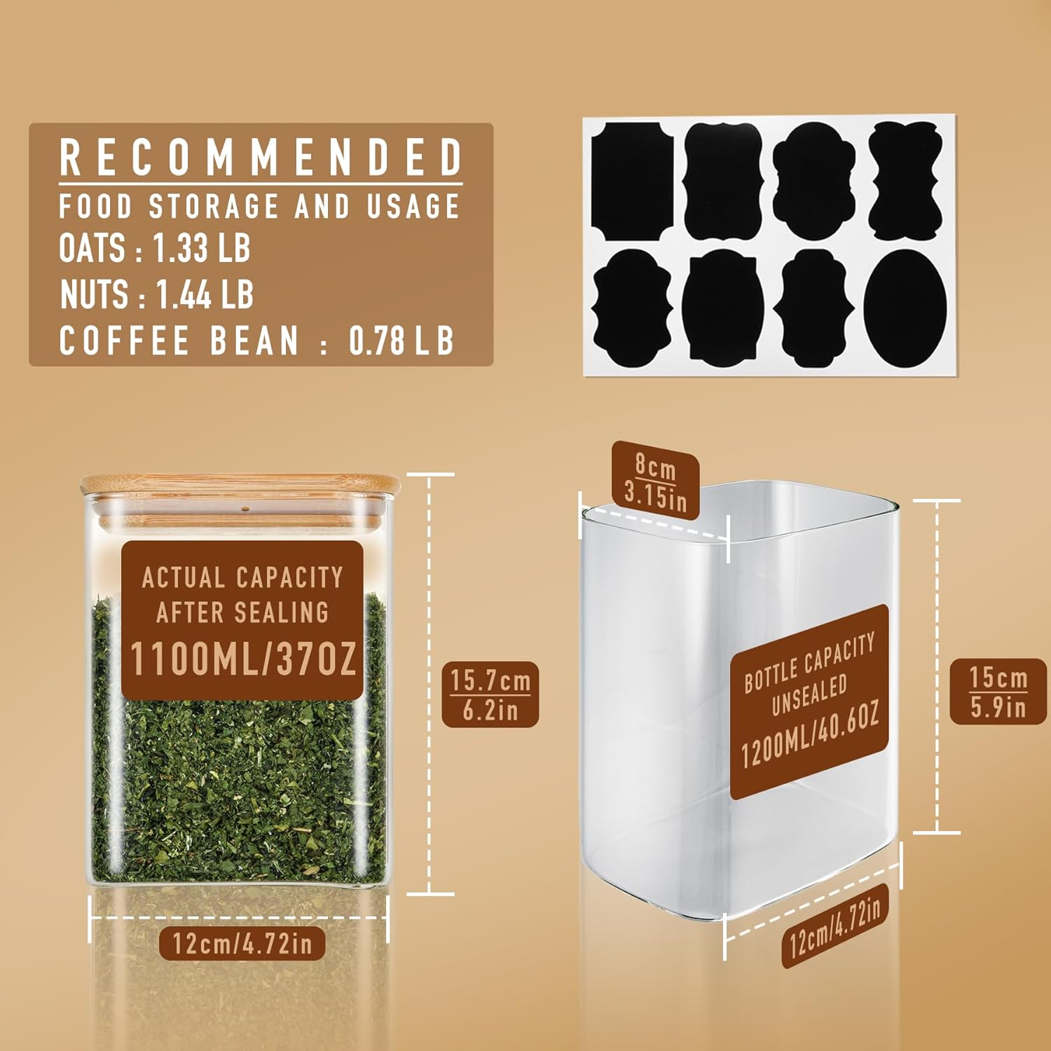 37oz Rectangle Airtight Glass  - Glass Container Set 评论和价格