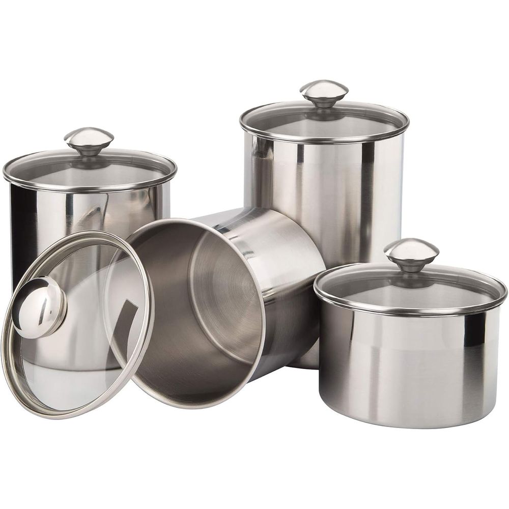 4-Piece Stainless Steel Food S - Glass Container Set 评论和价格