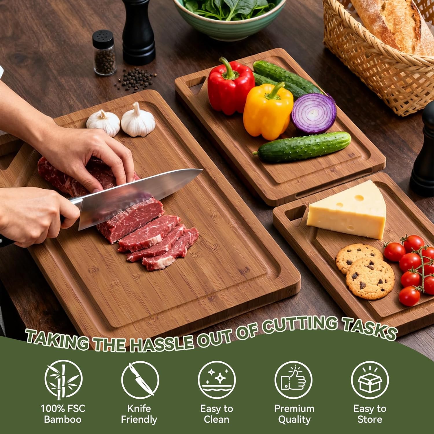 Bamboo Cutting Boards For Kitc - Meal Prep Juice 评论和价格