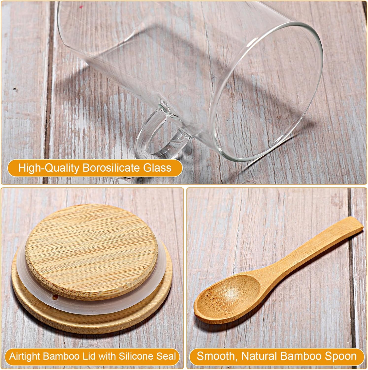10 Pack Glass Jars with Bamboo - Glass Container Set 评论和价格