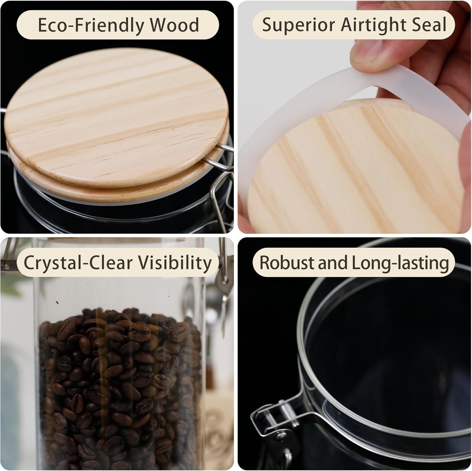 Glass Coffee Canister Set with - Glass Container Set 评论和价格