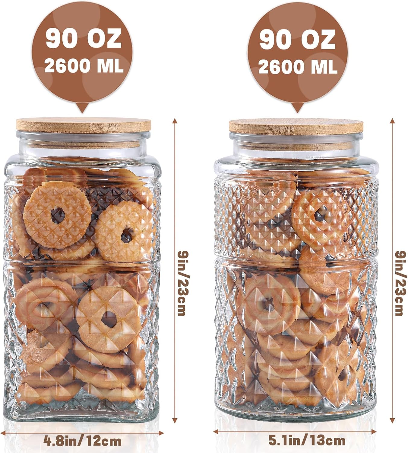 0.7Gallon/2600ml Glass Cookie  - Glass Container Set 评论和价格