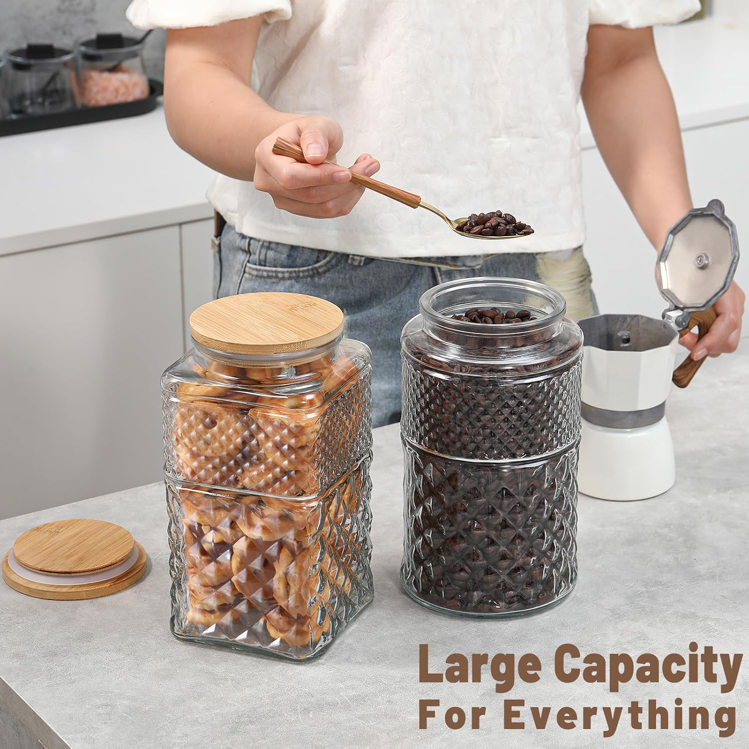 0.7Gallon/2600ml Glass Cookie  - Glass Container Set 评论和价格