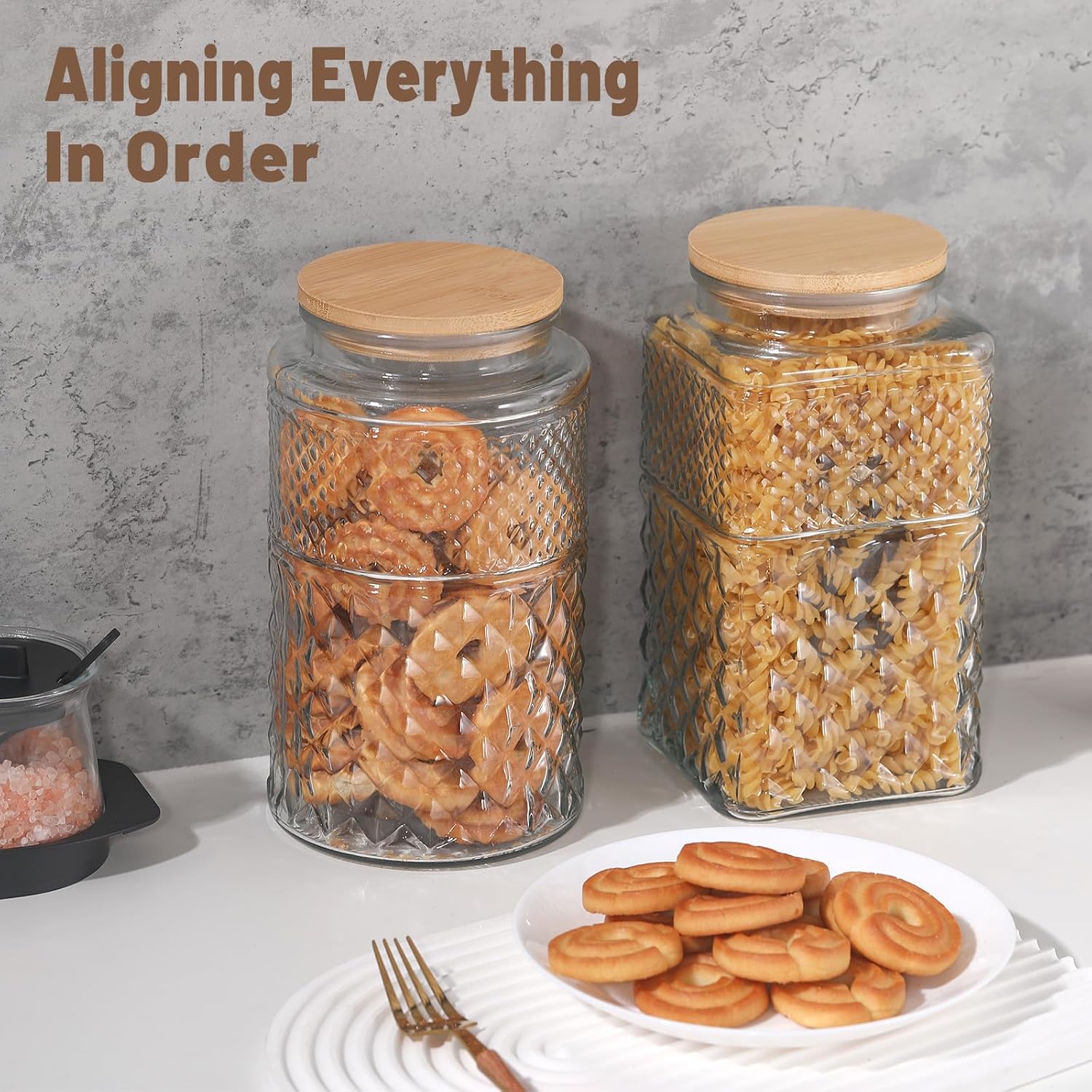 0.7Gallon/2600ml Glass Cookie  - Glass Container Set 评论和价格