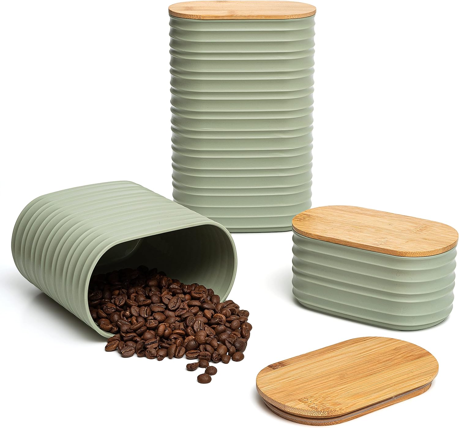 Olive Green Canisters Sets for - Glass Container Set 评论和价格