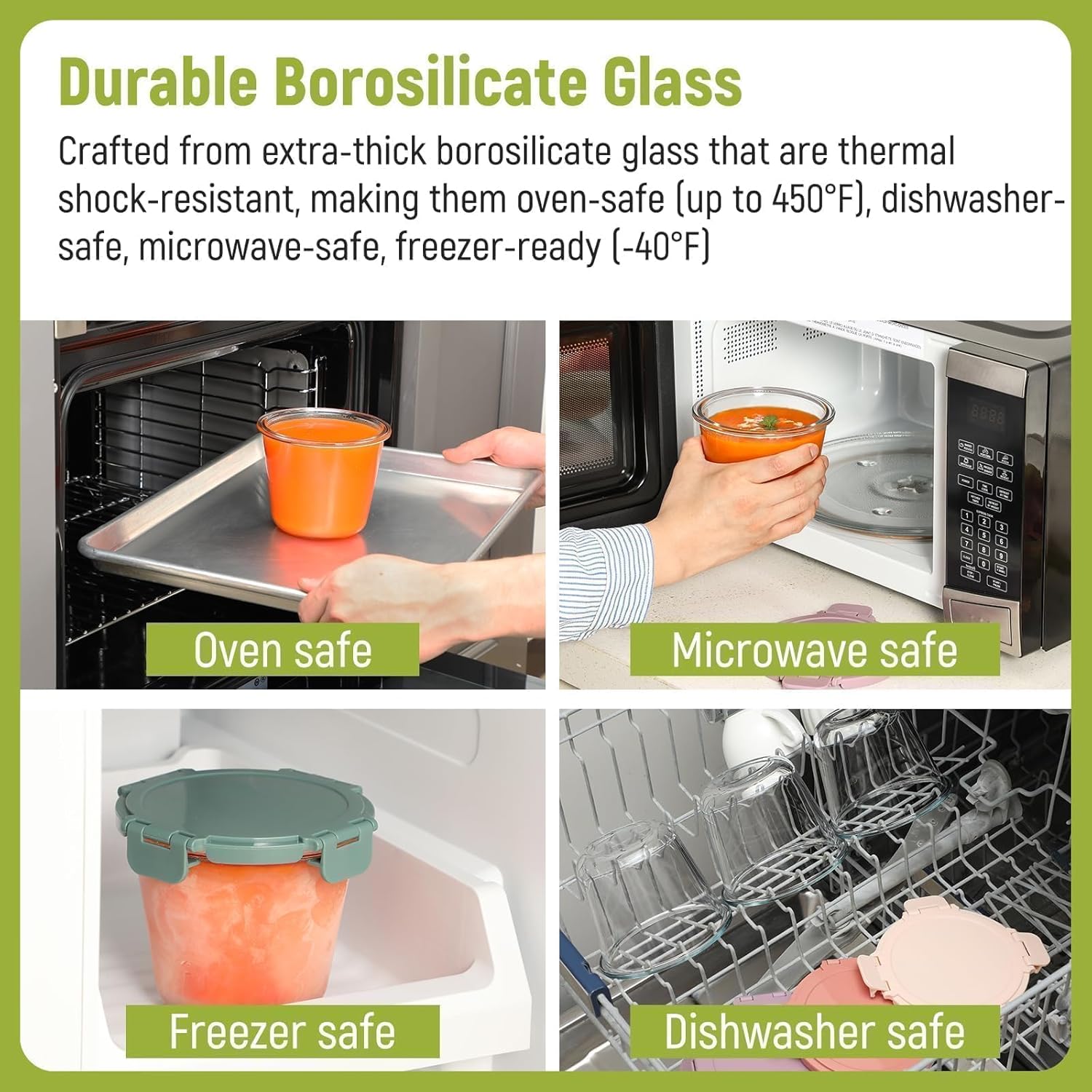 [UPGRADED LID] 6 Sets 3 Cup/24 - Glass Container Set 评论和价格