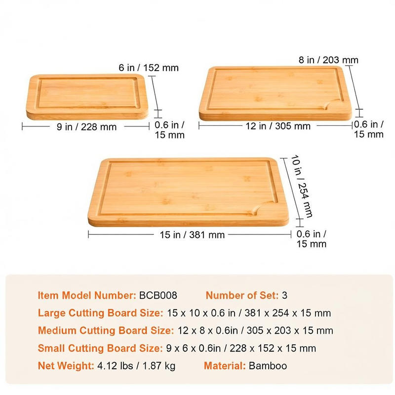 Bamboo Chopping Block Set 3 Pi - Meal Prep Juice 评论和价格