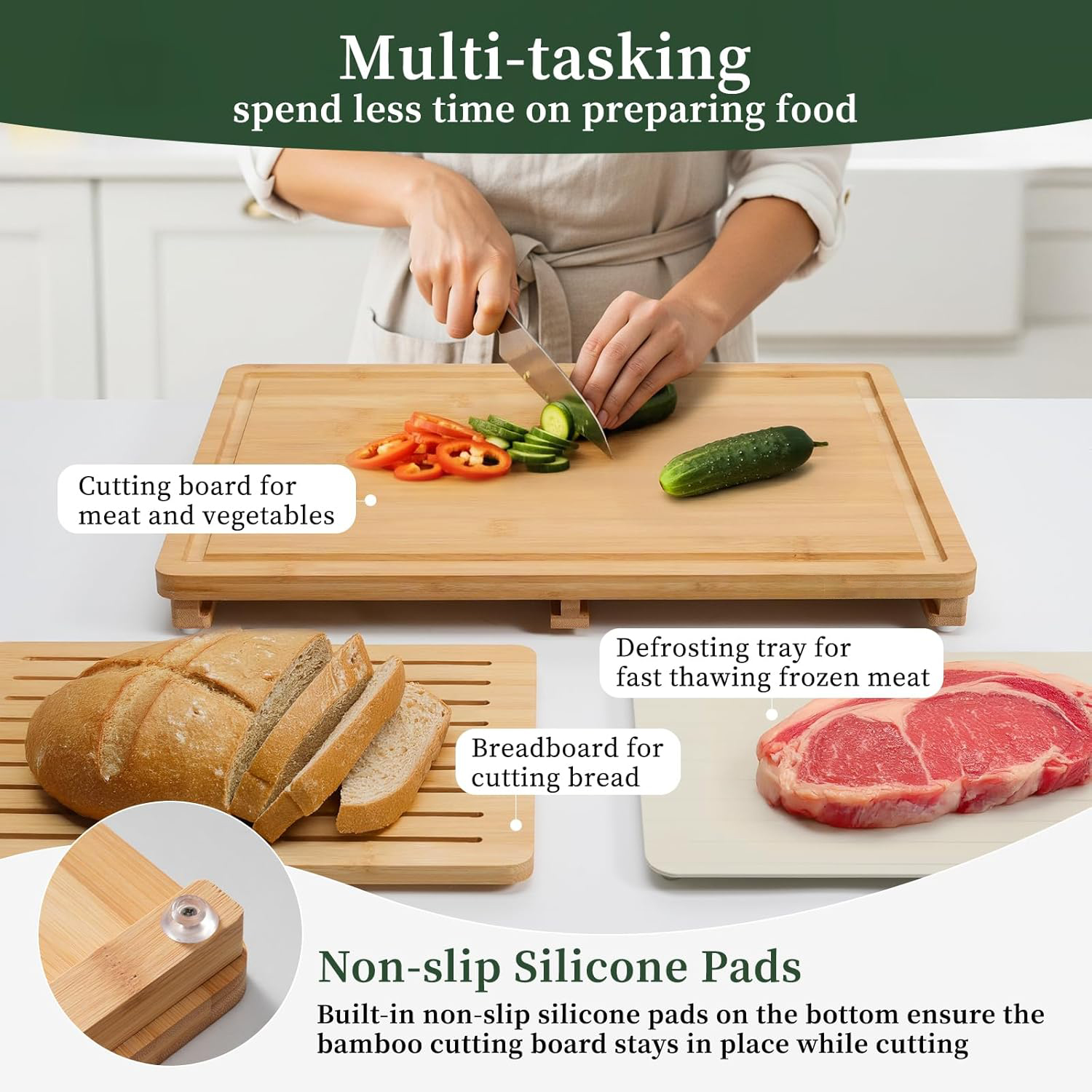 Bamboo Cutting Board Set Defro - Meal Prep Juice 评论和价格